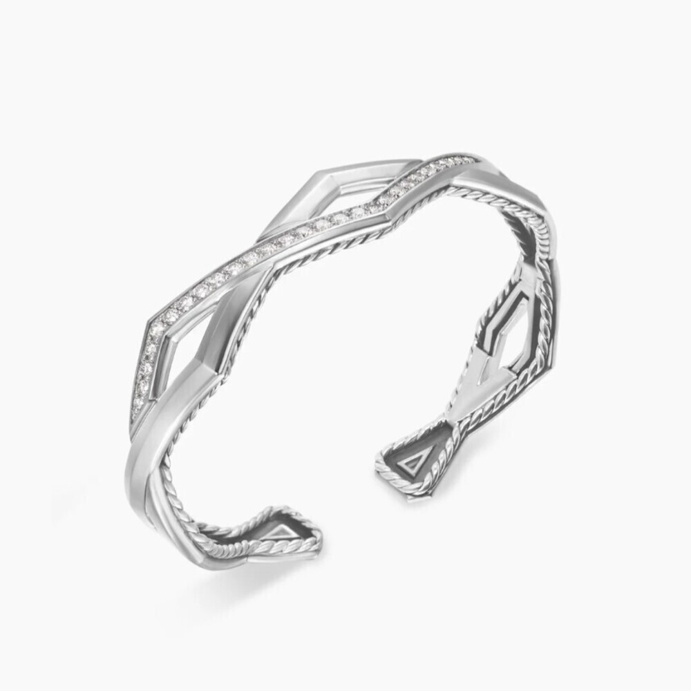 David Yurman silver double-row cufflink bracelet